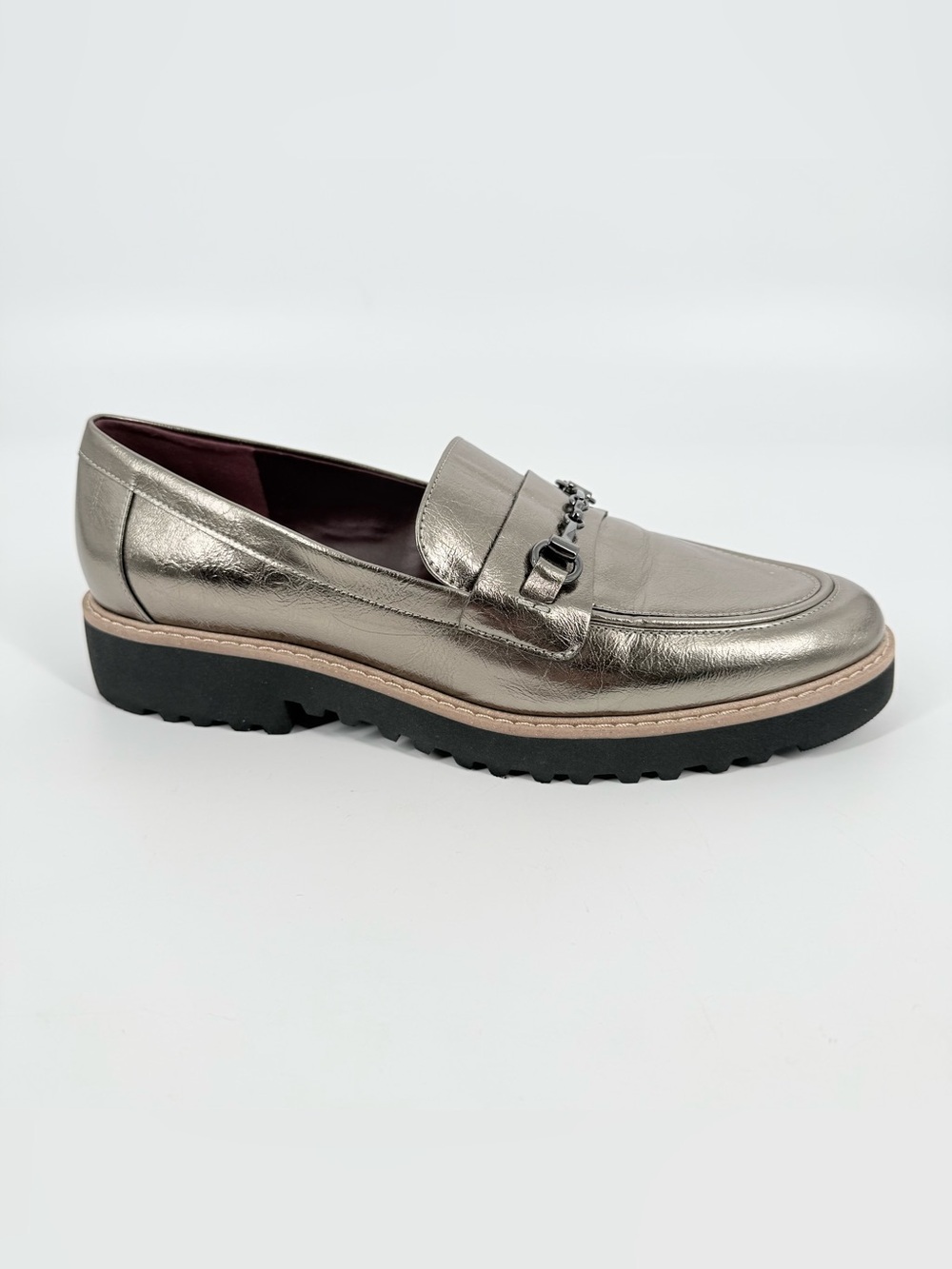 Franco Sarto Colette Loafers Womens Size 9.5 Gold Metallic Horse Bit Shoes